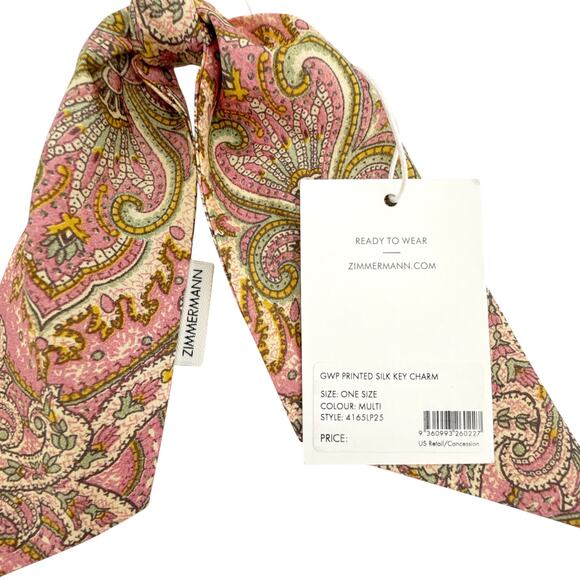 ZIMMERMANN Printed Silk Key Bag Charm in Pink - Picture 6 of 7